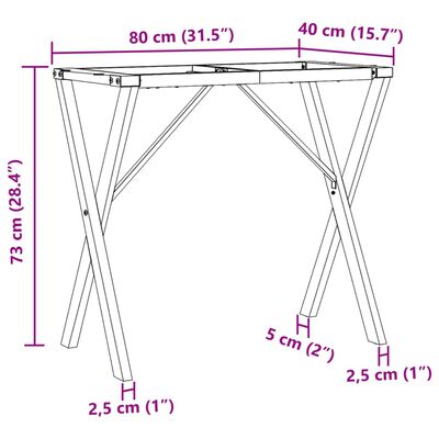 vidaXL Noge za jedilno mizo X-okvir 80x40x73 cm lito železo