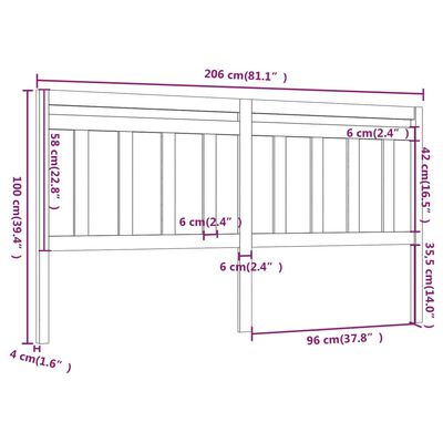 vidaXL Posteljno vzglavje belo 206x4x100 cm trdna borovina