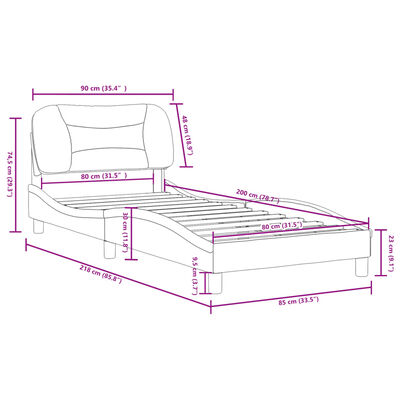 vidaXL Posteljni okvir z vzglavjem temno siv 80x200 cm blago