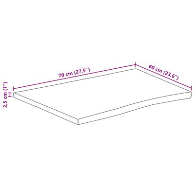 vidaXL Mizna plošča z naravnim robom 70x60x2,5 cm trden robusten mango