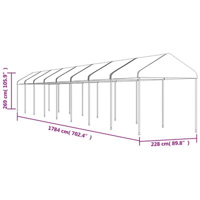 vidaXL Paviljon s streho bel 17,84x2,28x2,69 m polietilen