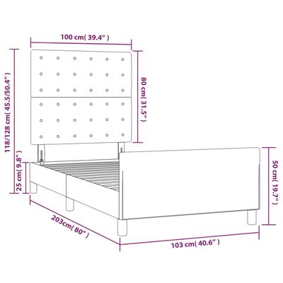 vidaXL Posteljni okvir z vzglavjem črn 100x200 cm umetno usnje