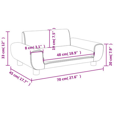 vidaXL Otroški kavč temno siv 70x45x33 cm žamet