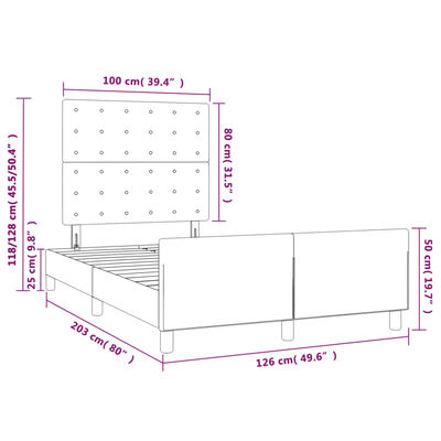 vidaXL Posteljni okvir z vzglavjem roza 120x200 cm žamet