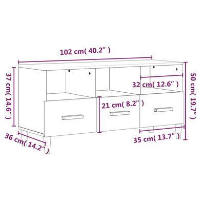 vidaXL TV omarica betonsko siva 102x36x50 cm inženirski les