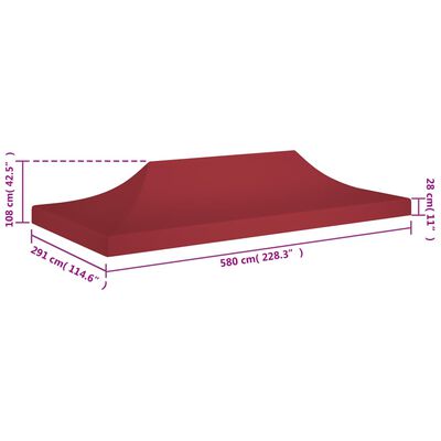 vidaXL Streha za vrtni šotor 6x3 m bordo 270 g/m²