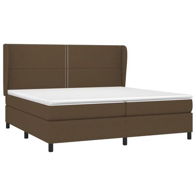 vidaXL Box spring postelja z vzmetnico temno rjav 200x200 cm blago