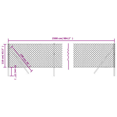 vidaXL Mrežna ograja antracitna 1,1x25 m