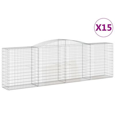 vidaXL Obokane gabion košare 15 kosov 400x50x120/140cm cinkano železo