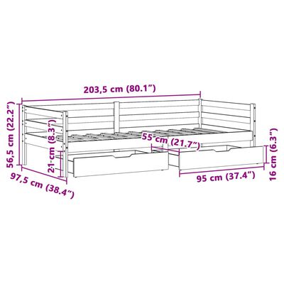 vidaXL Dnevna postelja s predali 90x200 cm trdna borovina