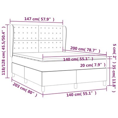 vidaXL Box spring postelja z vzmetnico temno rjava 140x200 cm blago