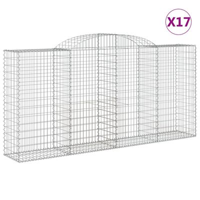 vidaXL Obokane gabion košare 17 kosi 300x50x140/160cm pocinkano železo