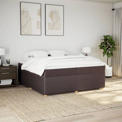 vidaXL Box spring postelja z vzmetnico temno rjav 200x200 cm blago