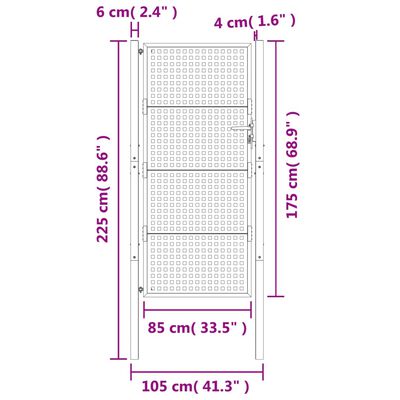 vidaXL Vrtna vrata antracitna 105x225 cm jeklo