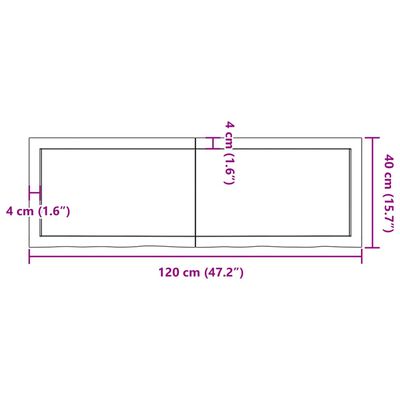 vidaXL Mizna plošča rjav 120x40x(2-4)cm obdelana trdna hrastovina