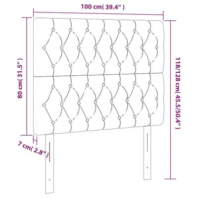 vidaXL Posteljno vzglavje 2 kosa temno rjavo 100x7x78/88 cm blago