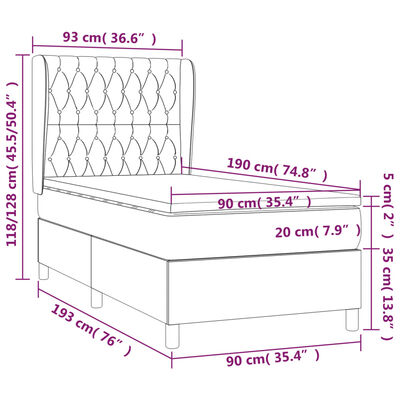 vidaXL Box spring postelja z vzmetnico taupe 90x190 cm blago