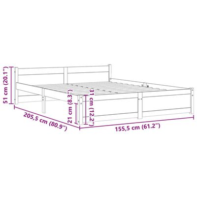 vidaXL Posteljni okvir siv iz trdnega lesa 150x200 cm