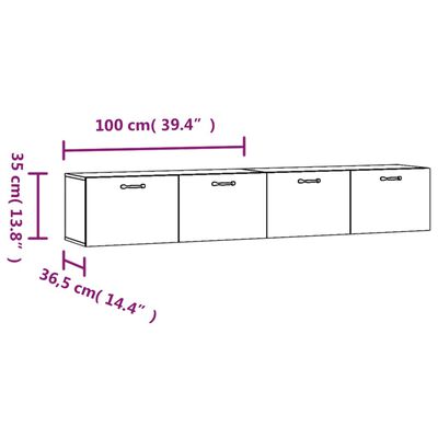 vidaXL Stenska omarica 2 kosa bela 100x36,5x35 cm inženirski les