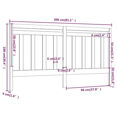 vidaXL Posteljno vzglavje 206x4x100 cm trdna borovina