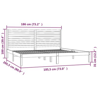 vidaXL Posteljni okvir bel iz trdnega lesa 180x200 cm