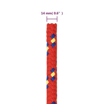 vidaXL Vrv za čoln rdeče 14 mm 100 m polipropilen