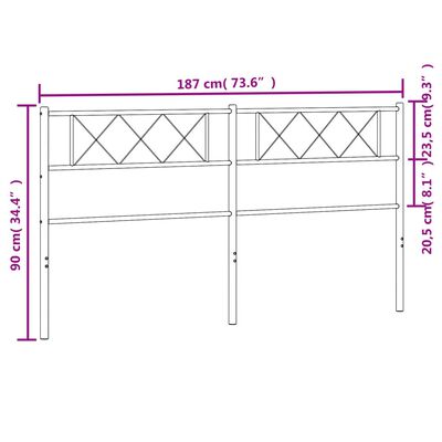 vidaXL Kovinsko posteljno vzglavje črno 180 cm