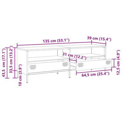 vidaXL TV omarica olivno zelena 135x39x43,5 cm hladno valjano jeklo