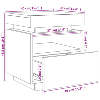 vidaXL Nočna omarica z LED lučkami 2 kosa sonoma hrast 40x39x48,5 cm