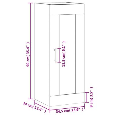 vidaXL Stenska omarica siva sonoma 34,5x34x90 cm inženirski les