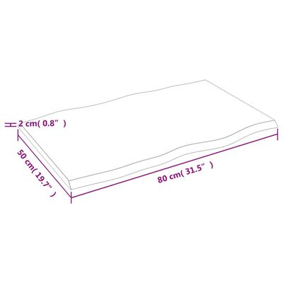 vidaXL Mizna plošča svetlo rjava 80x50x2 cm obdelana trdna hrastovina