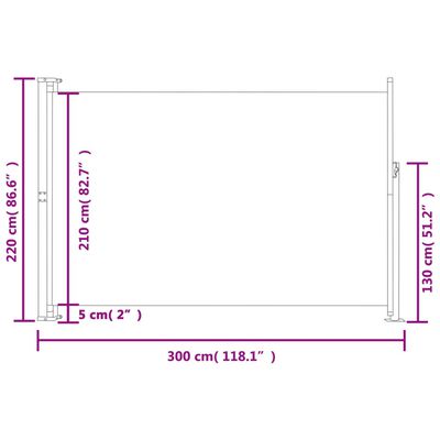 vidaXL Zložljiva stranska tenda za teraso 220x300 cm modra