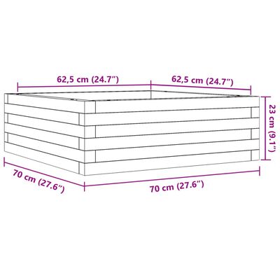 vidaXL Vrtno cvetlično korito belo 70x70x23 cm trdna borovina