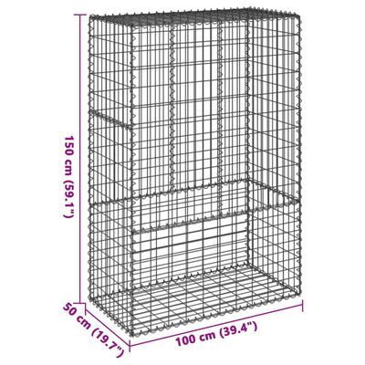 vidaXL Gabionska košara s pokrovom 100x50x150 cm pocinkano železo