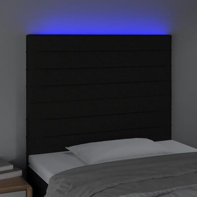 vidaXL LED posteljno vzglavje črno 100x5x118/128 cm blago