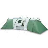 vidaXL Družinski šotor za 12 oseb zelen vodoodporen