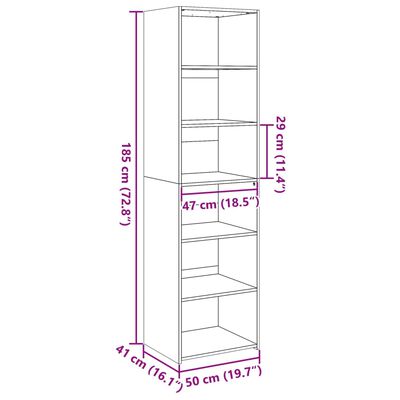 vidaXL Visoka omara bela 50x41x185 cm inženirski les