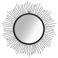 vidaXL Stensko ogledalo sonce 80 cm črne barve