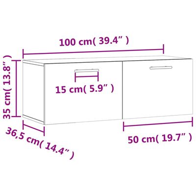 vidaXL Stenska omarica siva sonoma 100x36,5x35 cm inženirski les