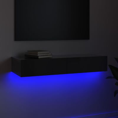 vidaXL TV omarica z LED lučkami visok sijaj siva 90x35x15,5 cm