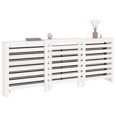 vidaXL Pokrov za radiator bela 210x21x85 cm trdna borovina