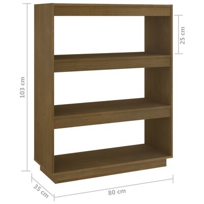 vidaXL Knjižna omara za razdelitev prostora medeno rjava 80x35x103 cm