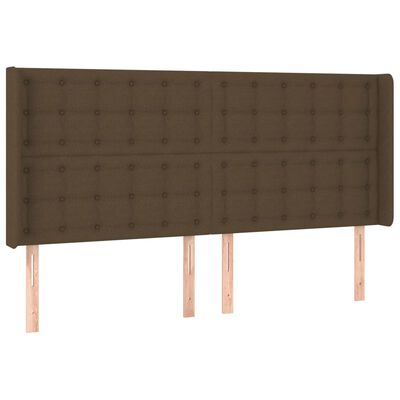 vidaXL Vzglavje z ušesi temno rjavo 203x16x118/128 cm blago