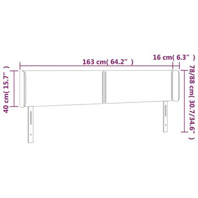 vidaXL LED posteljno vzglavje svetlo sivo 163x16x78/88 cm žamet