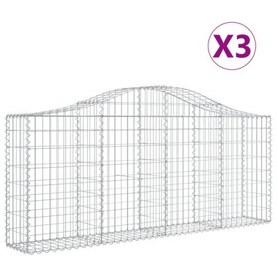 vidaXL Obokane gabion košare 3 kosi 200x30x80/100 cm pocinkano železo