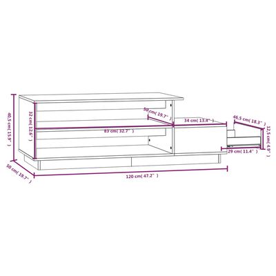 vidaXL Klubska mizica 120x50x40,5 cm trdna borovina