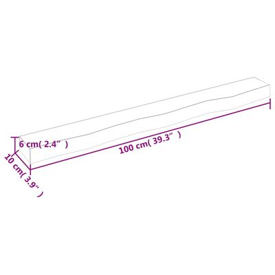 vidaXL Stenska polica temno rjava 100x10x6 cm trdna hrastovina