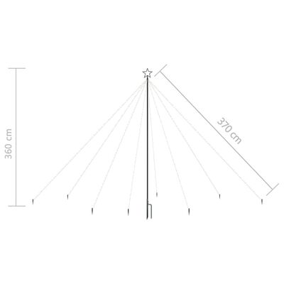 vidaXL Novoletna jelka notranje/zunanja 576 LED hladno bela 3,6 m