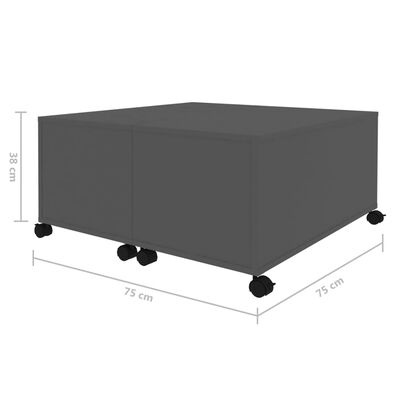 vidaXL Klubska mizica siva 75x75x38 cm iverna plošča