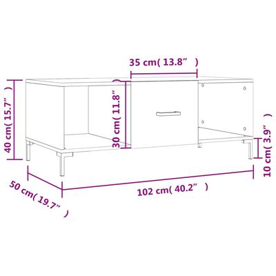 vidaXL Klubska mizica bela 102x50x40 cm inženirski les